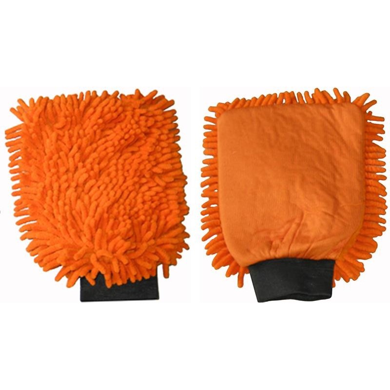 GANT DE LAVAGE RASTA ORANGE en microfibre 2 en 1